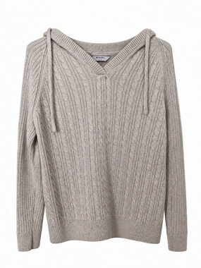 Wind River Women’s Beige Cable Knit Hooded Sweater Size S Cotton Blend
